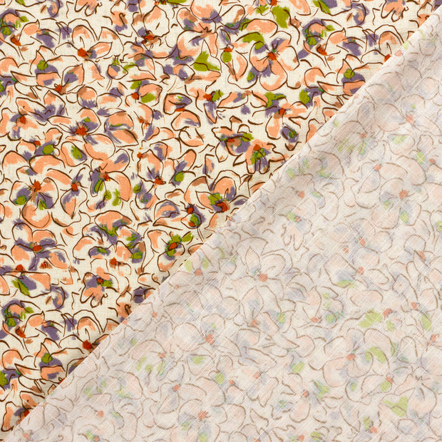 Woven Viscose Linen fabric Flowers printed 