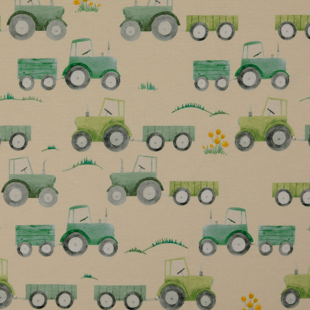 Jersey fabric Tractors Green