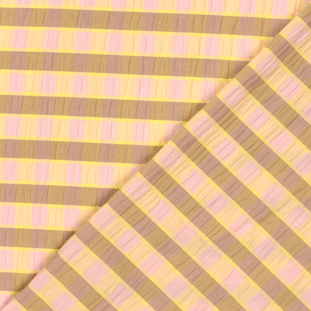 Seersucker fabric Checks printed 