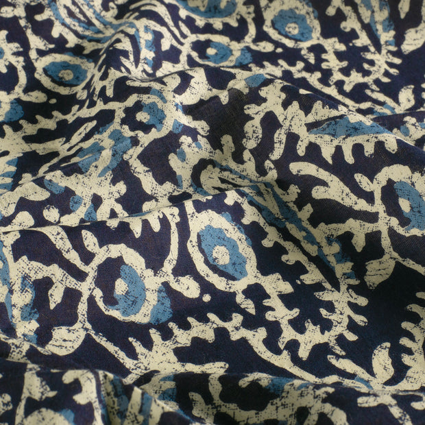 Voile fabrik Paisley Indigoblau