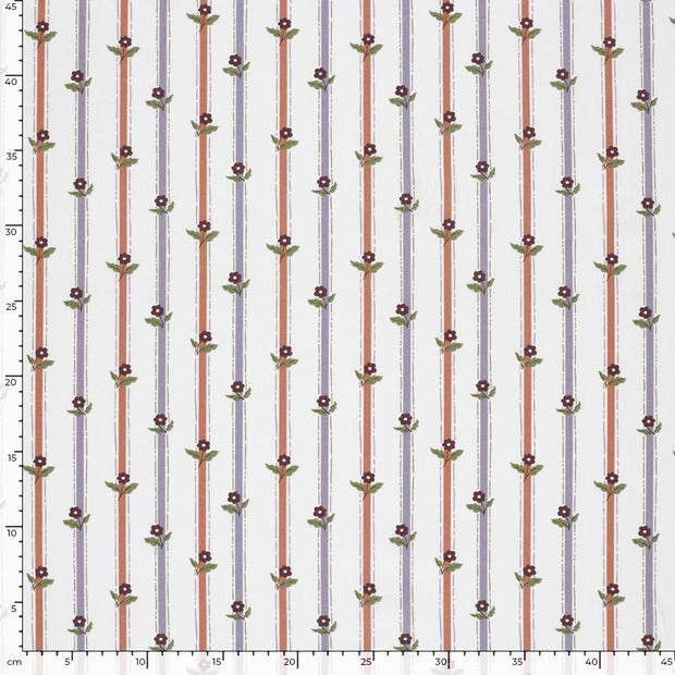 Cotton Poplin fabric Stripes Off White