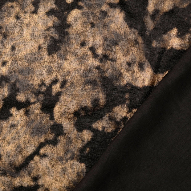 Woven Polyester fabric Brown foiled 