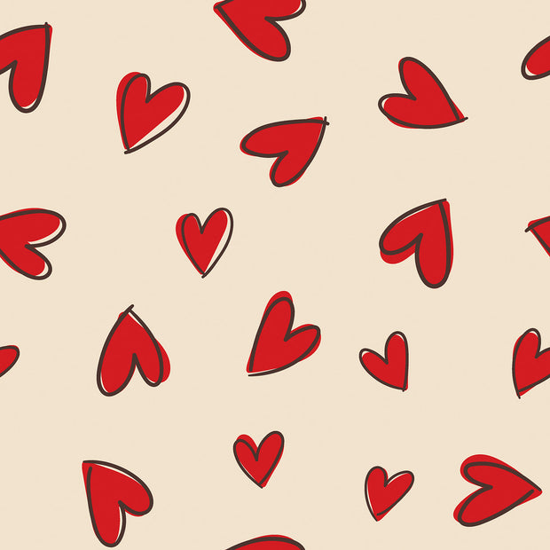 Felpa tela Corazones Beis