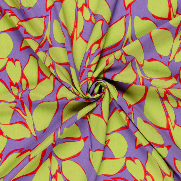 Bamboo Poplin fabric Lime Green printed 