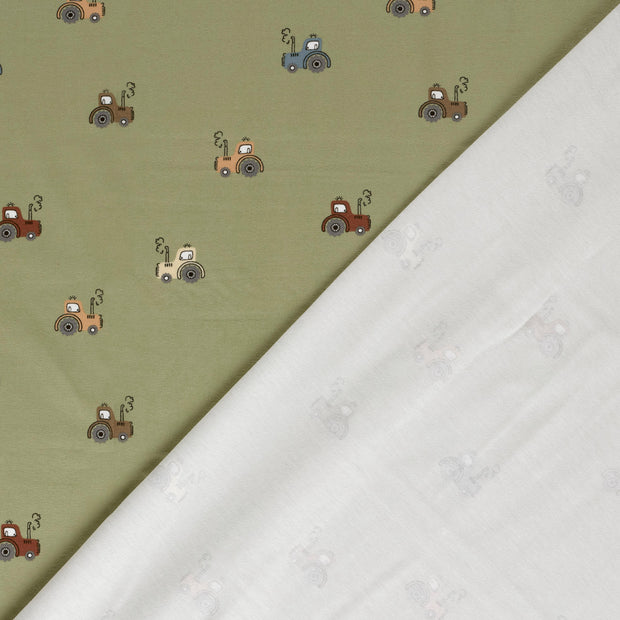 Jersey fabric Tractors printed 