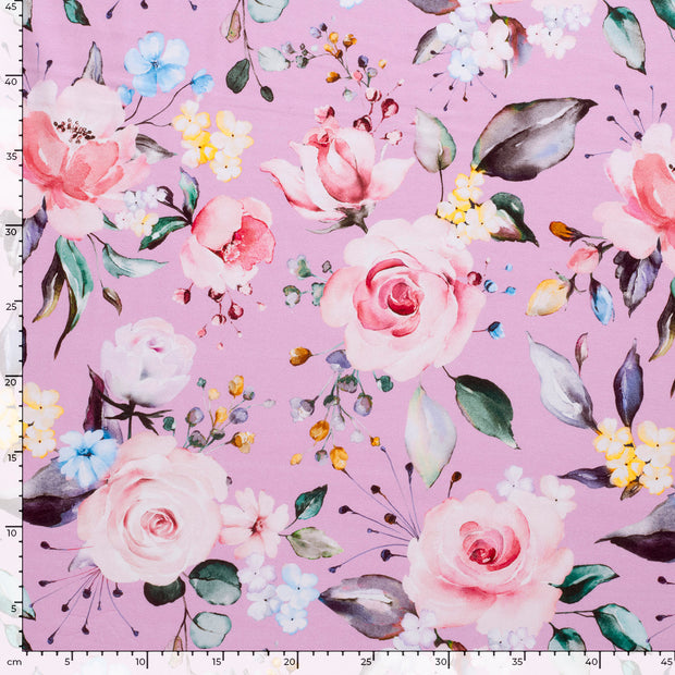 Jersey fabric Roses Lila