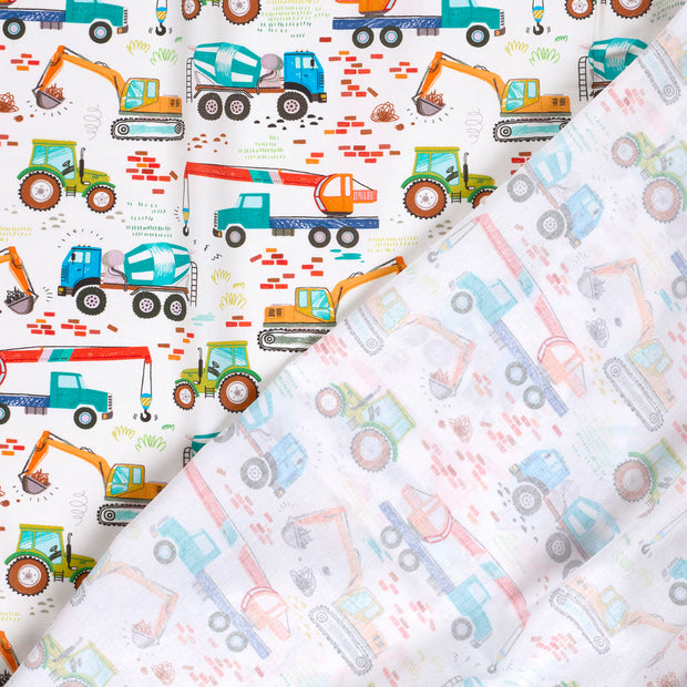 Cotton Poplin fabric Tractors digital printed 