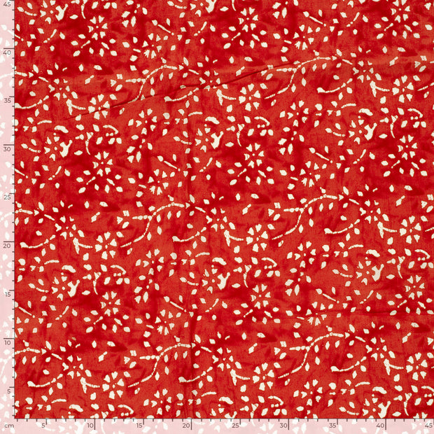 Voile fabric Flowers Red