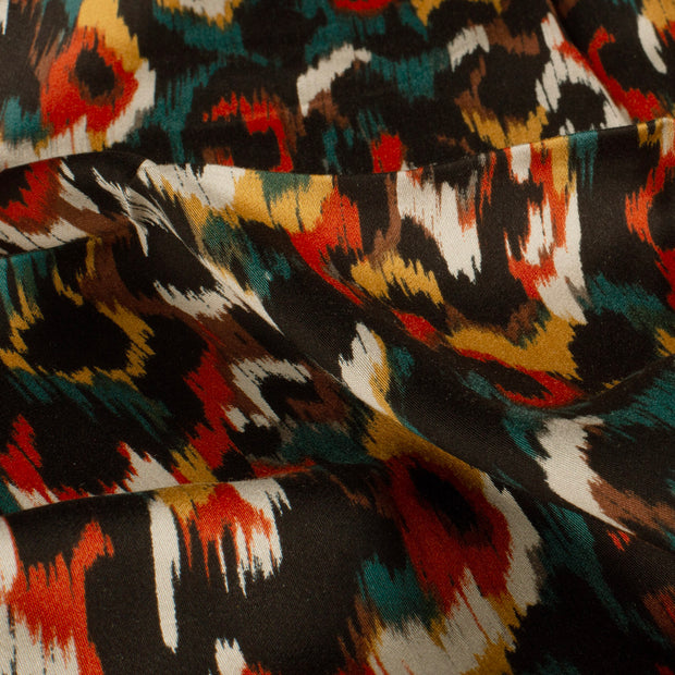 Viscose Satin fabrik Abstrakt Petrol
