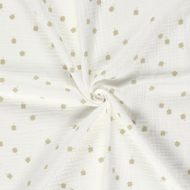 Muslin fabric Off White dyed and printed 