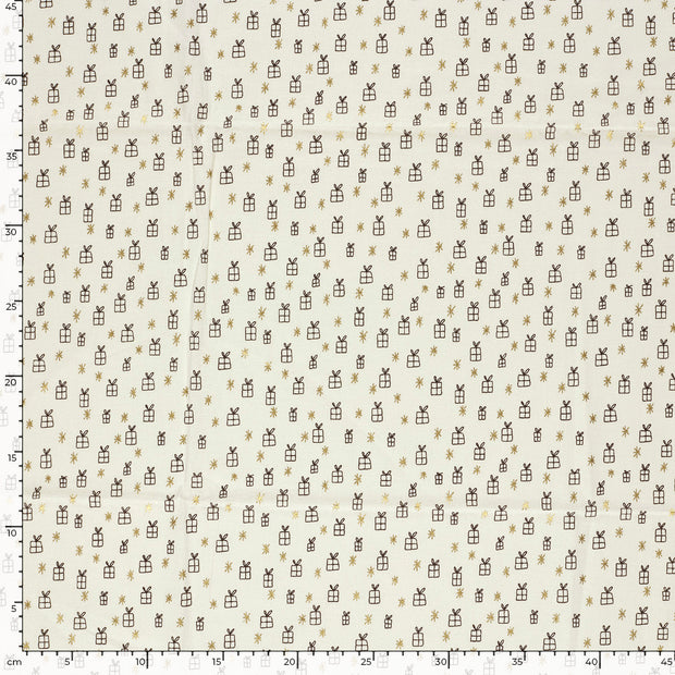 Cotton Poplin fabric Christmas Off White