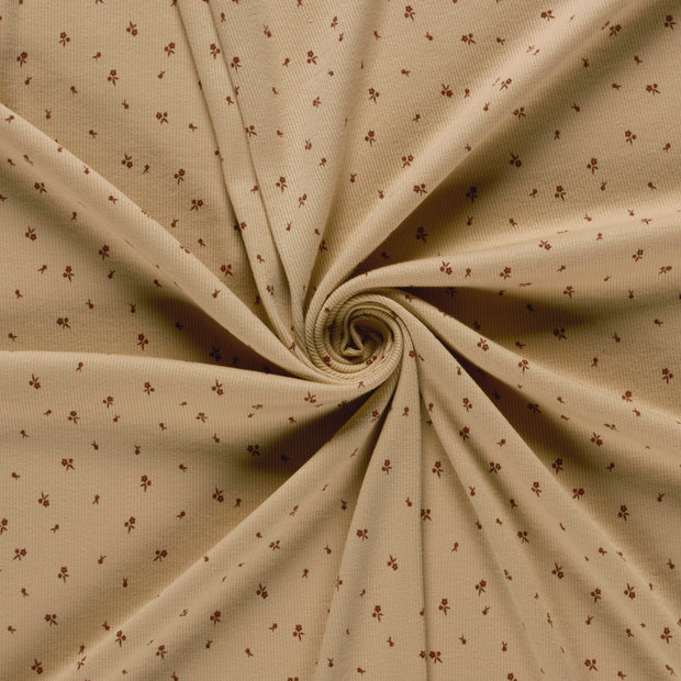 Rib Jersey fabric Beige printed 