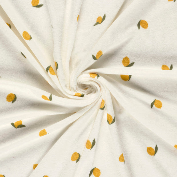 Stretch terry fabric Off White printed 