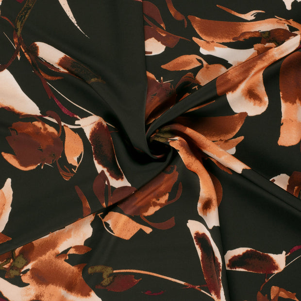 Satin Duchesse fabric Dark Grey printed 