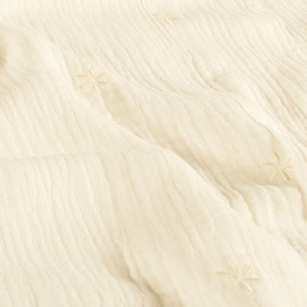 Muslin fabric Flowers Off White