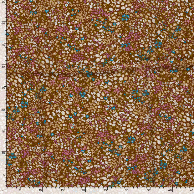 Viscose Poplin fabric Flowers Brown