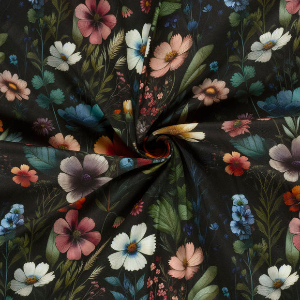 Panama fabric Black digital printed 