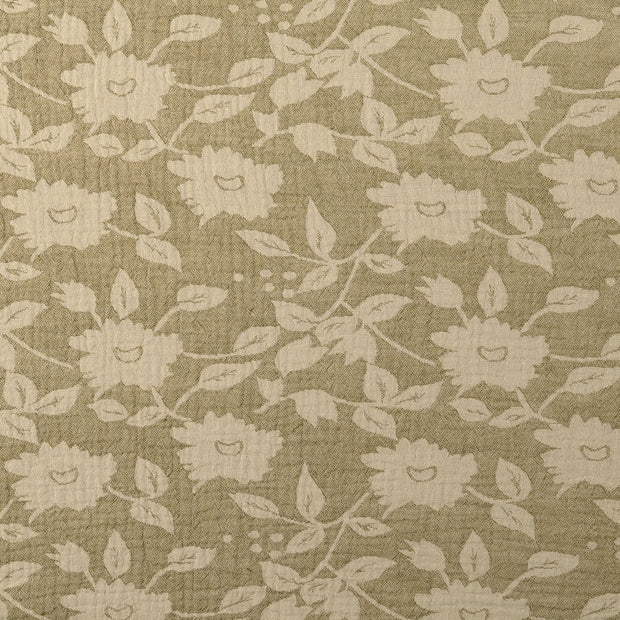 Muslin fabric Flowers Green