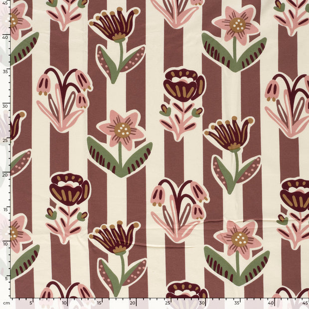 French Terry fabric Flowers Beige