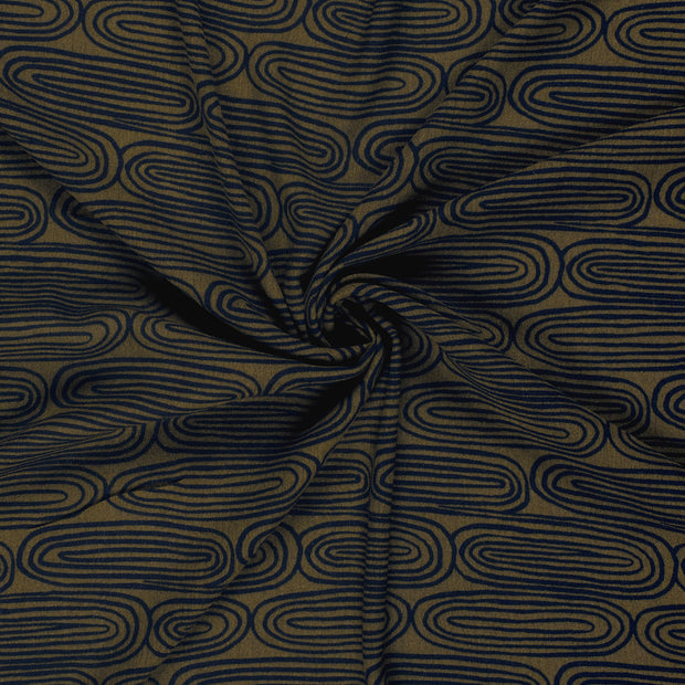 Borken Crepe fabric Taupe Grey printed 