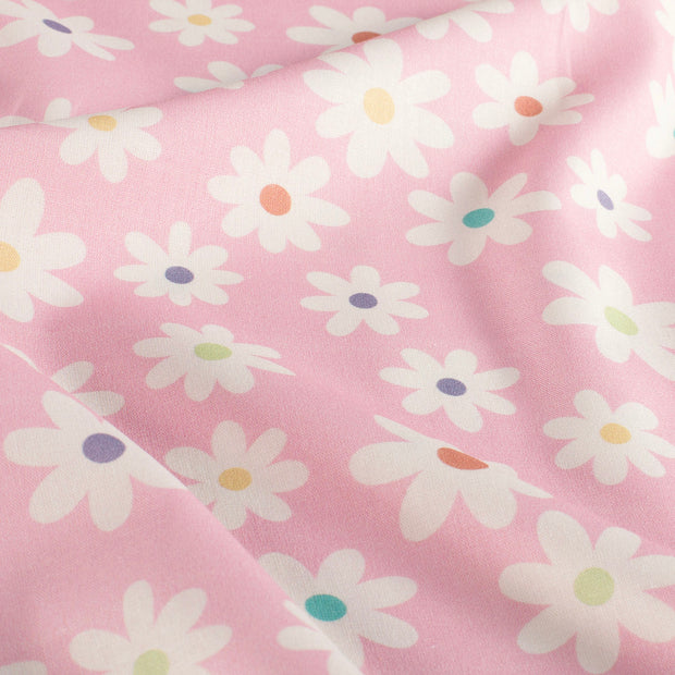 Cotton Poplin fabric Flowers Pink