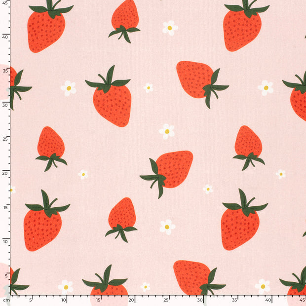 Beach towel fabric Strawberries Light Pink
