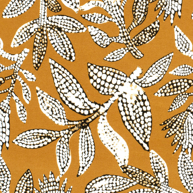 Viscose Jersey fabric Leaves Oker