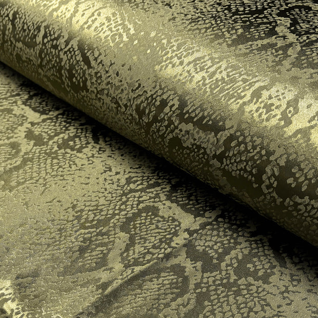 Satin Jacquard fabric Snakes Khaki Green