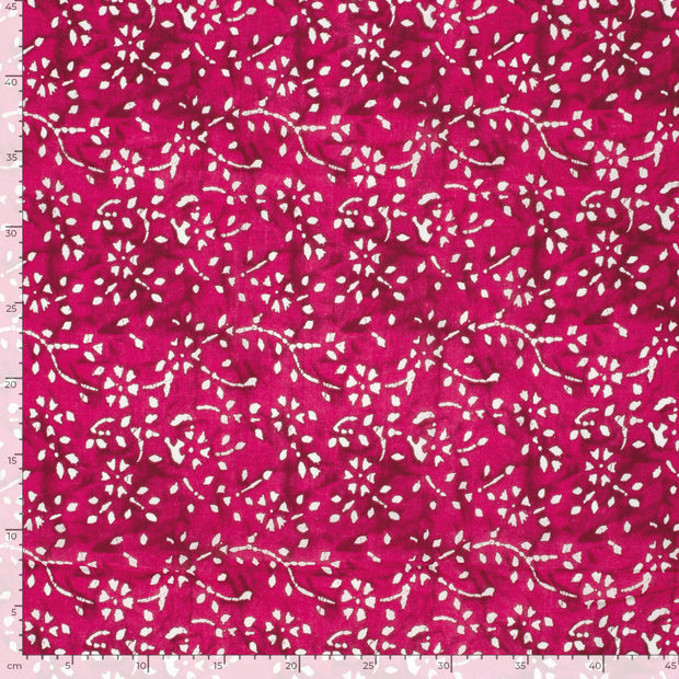Voile fabric Flowers Fuchsia