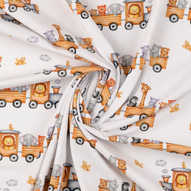 Cotton Jersey fabric White digital printed 