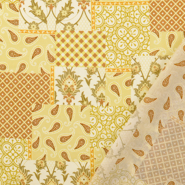 Cotton Poplin fabric Yellow digital printed 