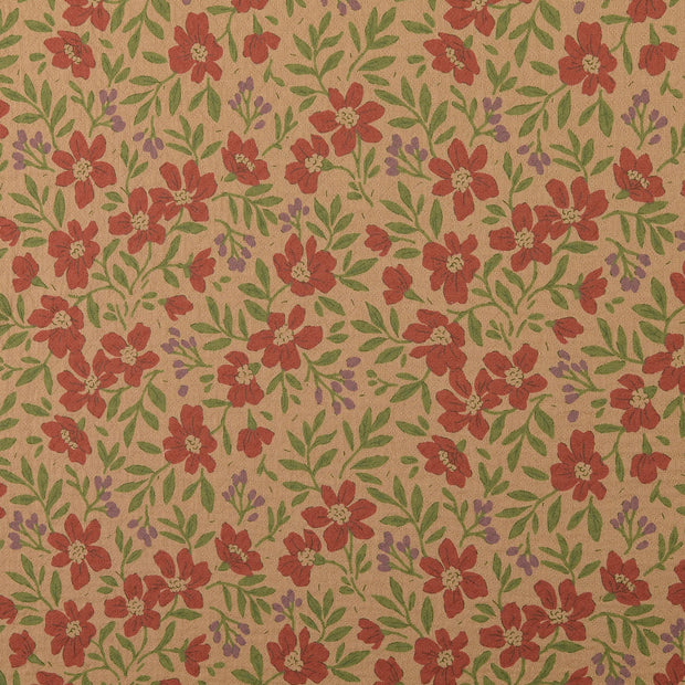 Baumwoll Webware Vintage fabrik Blumen Beige