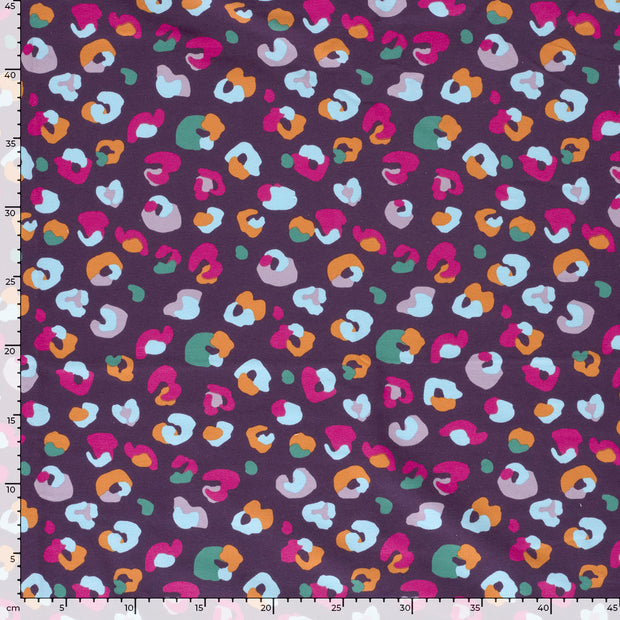 French Terry fabric Leopards Lila