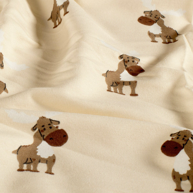 French Terry tissu animaux Beige