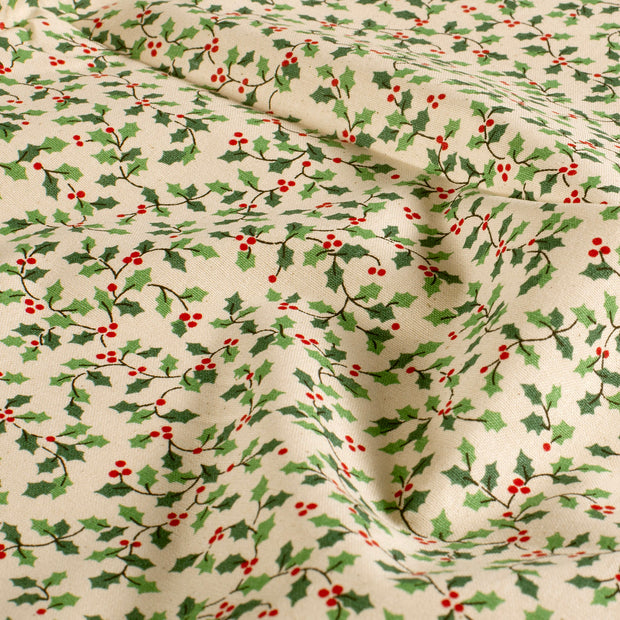 Cotton Poplin fabric Christmas Off White