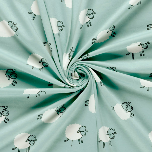 French Terry fabric Baby Blue printed 