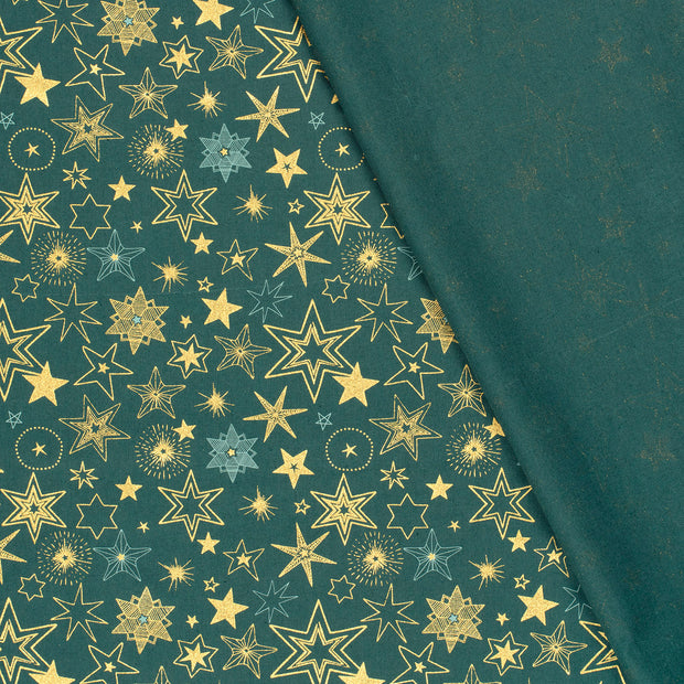 Cotton Poplin fabric Stars printed and foil 