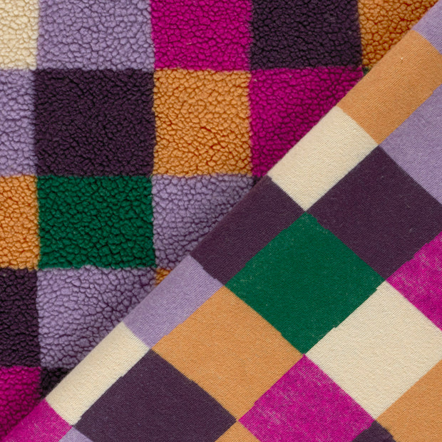 Sherpa Fleece fabric Checks printed 