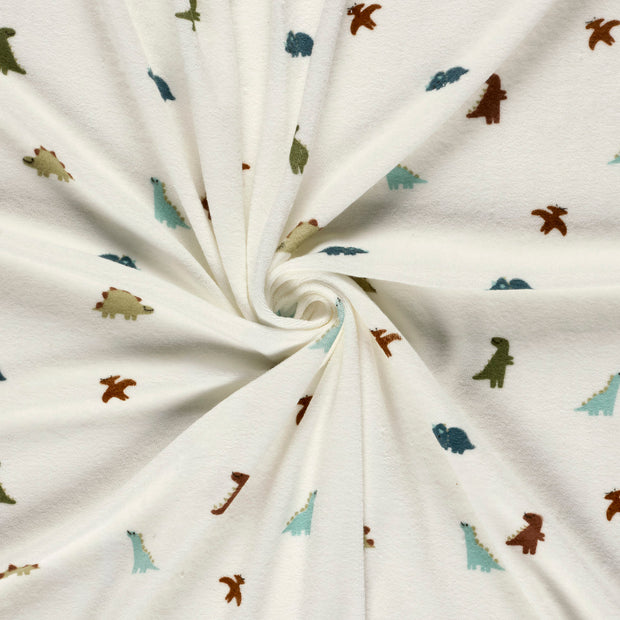 Stretch terry fabric Off White printed 