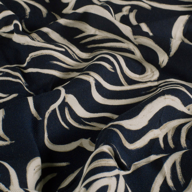 Viscose Twill fabric Abstract Navy
