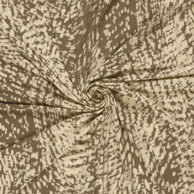 Viscose Vortex Jersey fabrik Taupe Grau bedruckt 
