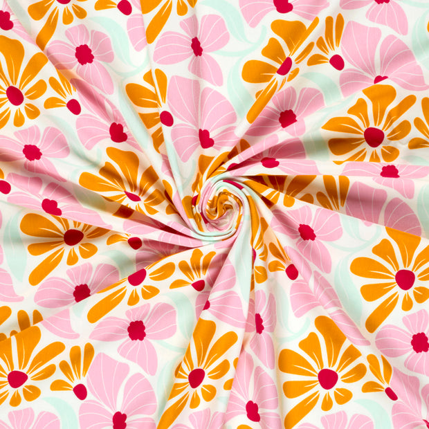 Jersey fabric Off White printed 