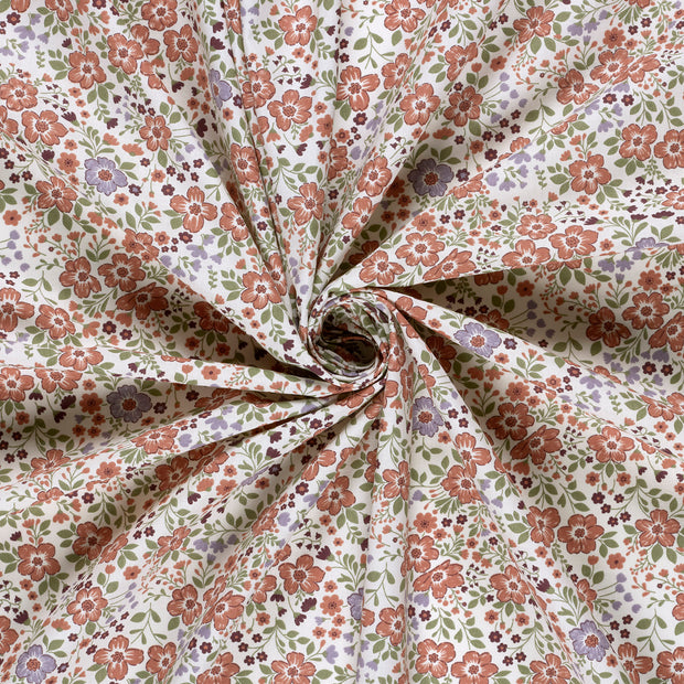 Cotton Poplin fabric Off White printed 