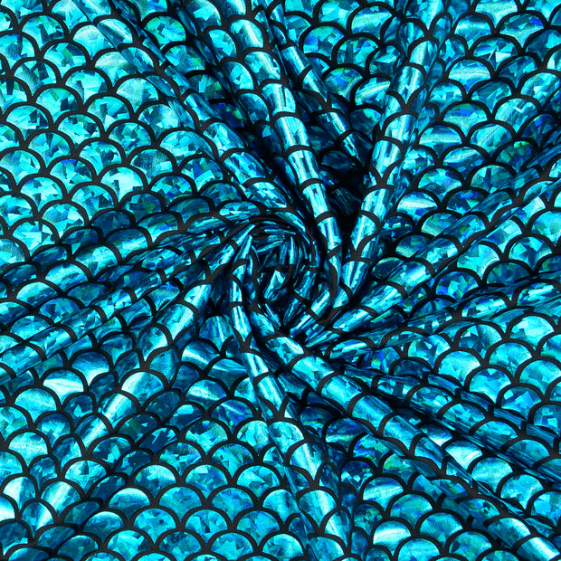 Jersey fabric Turquoise foiled 