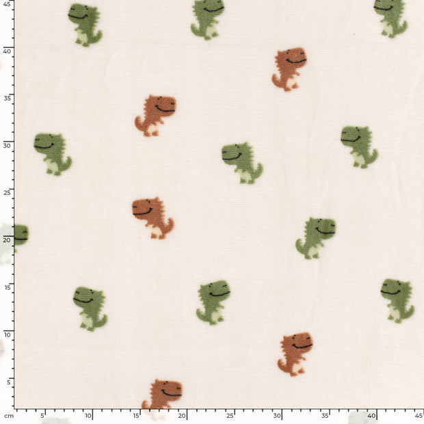 Coral Fleece fabric Crocodiles Off White