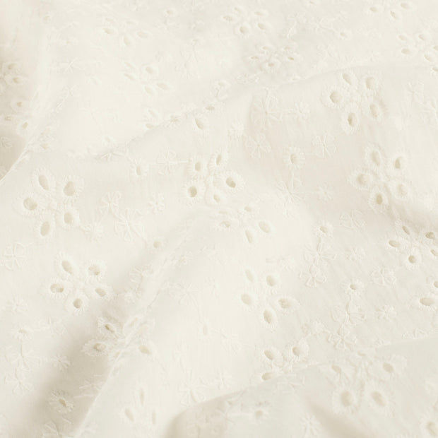 Algodón Popelina tela Flores Blanco roto