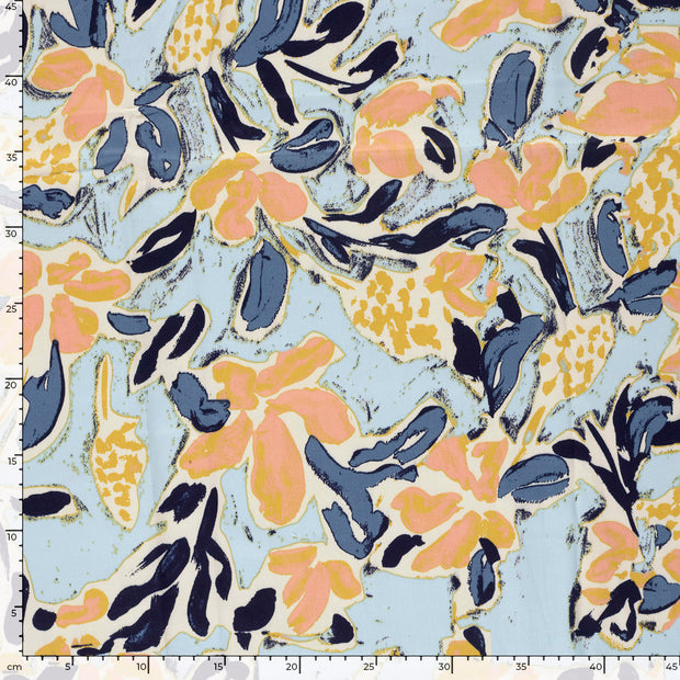 Baumwolle Satin fabrik Blumen Hellblau
