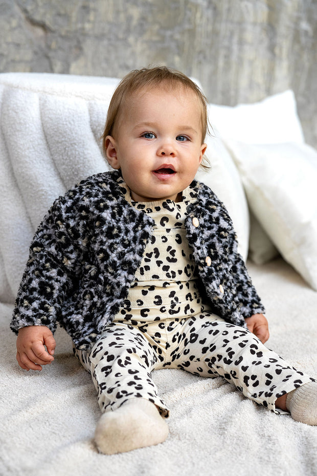 Sherpa Fleece fabric Leopards Beige