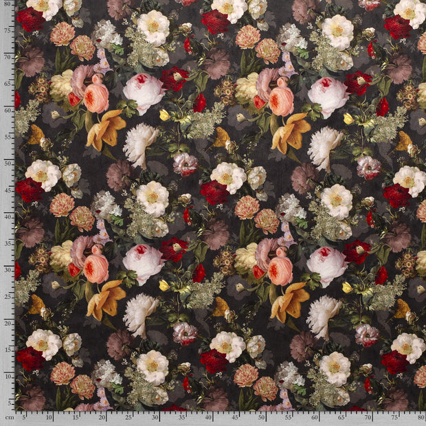 Velvet fabric Black digital printed 