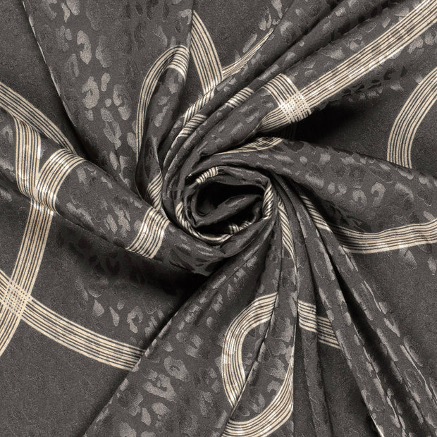 Satin Jacquard fabric Panther Dark Grey